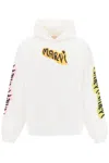 Marni White Bio Cotton Hoodie With Graffiti Prints In White