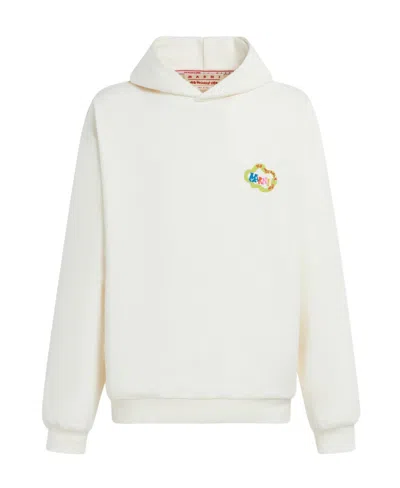 Marni Logo-print Hoodie In White