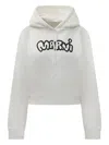 Marni Logo Printed Drawstring Hoodie In White