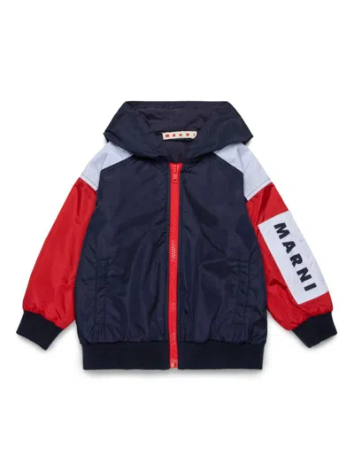 Marni Babies' Giacca Windbreaker Colorblock In Blue