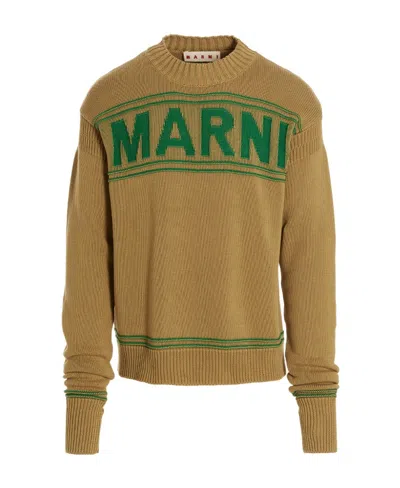 MARNI MARNI LOGO INTARSIA KNITTED JUMPER