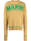 Marni Brown Embroidered Logo Cotton Sweater In Neutrals