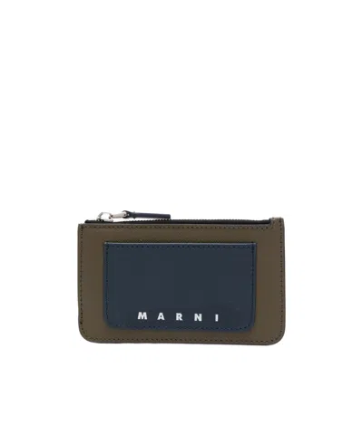 Marni Logo-print Leather Cardholder In Black