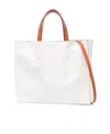 Marni Logo Print Leather Shoulder Bag In White