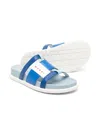 Marni Logo-print Leather Slides In Blue