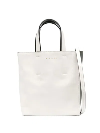Marni Logo-print Leather Tote Bag In Green