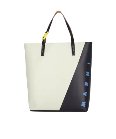 MARNI MARNI LOGO PRINTED TWO-TONED TOTE BAG