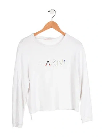 Pre-owned Marni Kids' Logo Print Long Sleeve Sweatshirt In White