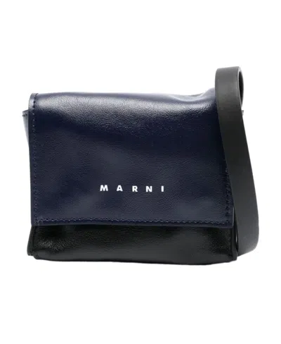 Marni Logo-print Messenger Bag In Black