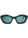 Marni Logo-print Oval-frame Sunglasses In Black