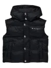 Marni Gilet Imbottito Con Cappuccio E Logo In Black