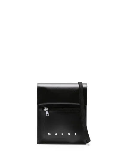 MARNI LOGO-PRINT PRESS-STUD FASTENING SHOULDER BAG