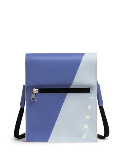 Marni Logo-print Press-stud Fastening Shoulder Bag In Purple
