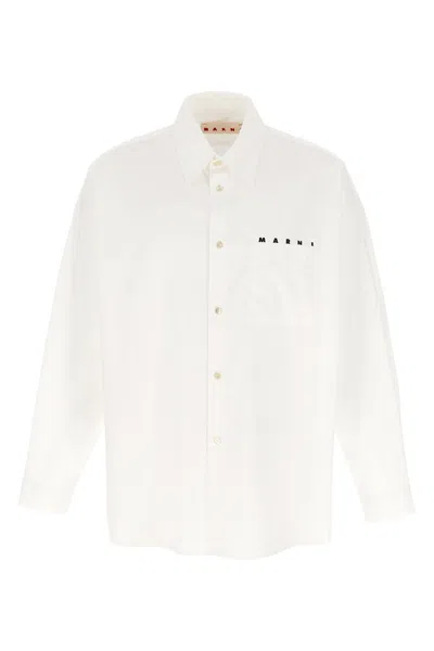 Marni Logo Print Shirt In White