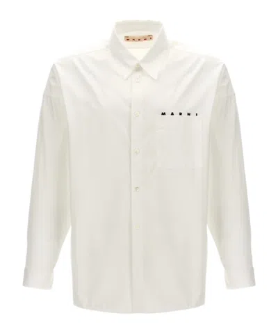 MARNI MARNI LOGO PRINTED LONG-SLEEVED SHIRT