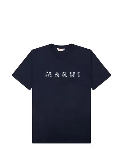 Marni Logo-print Short-sleeve T-shirt In Blue