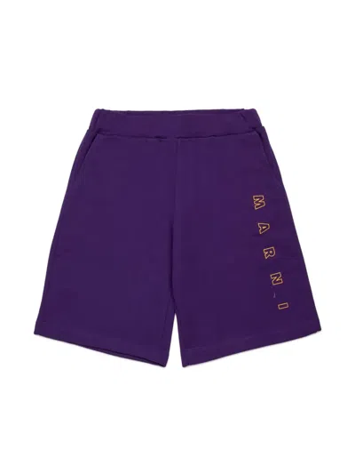 Marni Kids' Logo-print Shorts In Purple