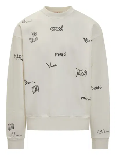 Marni Logo-print Sweatshirt In Grey