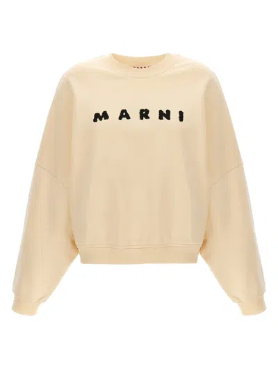 Marni Logo Print Sweatshirt In Neutral