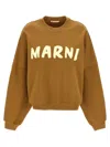 Marni Long-sleeve Cotton Sweatshirt With Brushstroke Detail In Brown