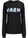 Marni Crew Neck Long Sleeves T-shirt In Black