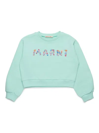 Marni Kids' Logo-print Sweatshirt In Blue