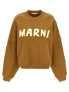 Marni Long-sleeve Cotton Sweatshirt With Brushstroke Detail In Green