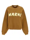Marni Long-sleeve Cotton Sweatshirt With Brushstroke Detail In Green