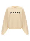 Marni Ivory Sweatshirt With Textured Lettering In Neutral