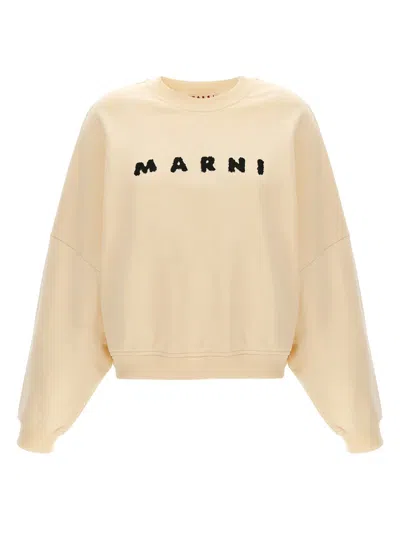 Marni Logo Print Sweatshirt In Neutral
