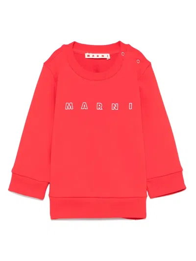 Marni Babies' Logo-print Sweatshirt In Red