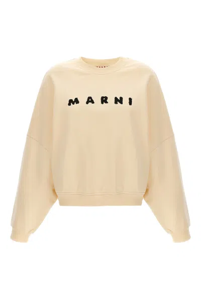 Marni Logo Print Sweatshirt In White