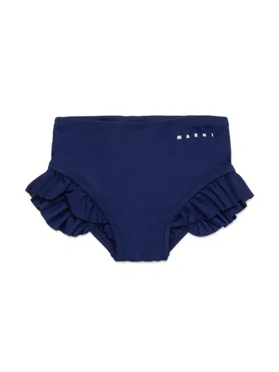 Marni Babies' Logo-print Swim Briefs In Blue