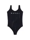Marni Logo-print Swimsuit In Black