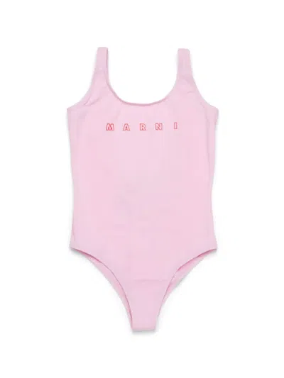 Marni Kids' Logo-print Swimsuit In Pink