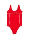Marni Costume Intero Con Logo Istituzionale In Red
