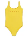 Marni Logo-print Swimsuit In Yellow