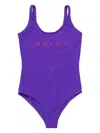 Marni Outline Branded One-piece Swimsuit In Purple