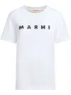 Marni Oversized Crew Neck T-shirt With Scribbled Logo In White