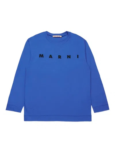 Marni Kids' Logo-print T-shirt In Blue