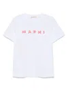 Marni White Jersey T-shirt With Scribbled Logo In White