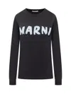 Marni Crew Neck Long Sleeves T-shirt In Black