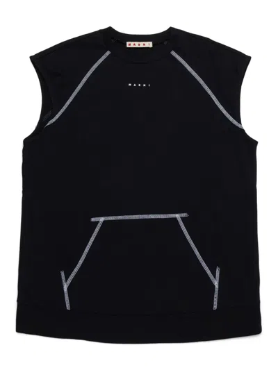 Marni Kids' Logo-print T-shirt In Black