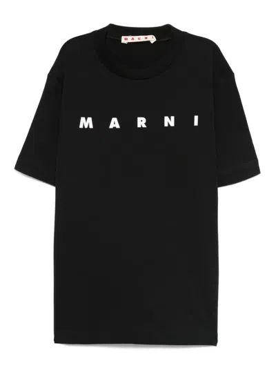 Marni Kids' Logo-print T-shirt In Black
