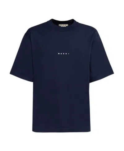 Marni Logo Printed Crewneck T-shirt In Black