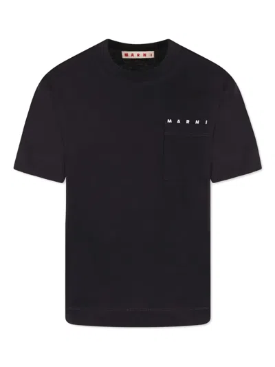 Marni Kids' Logo-print T-shirt In Blue