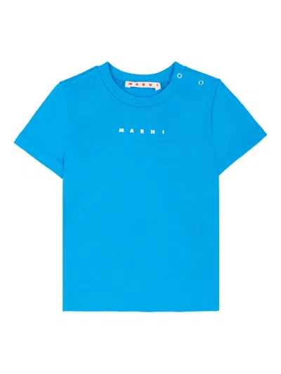 Marni Babies' Logo-print T-shirt In Blue
