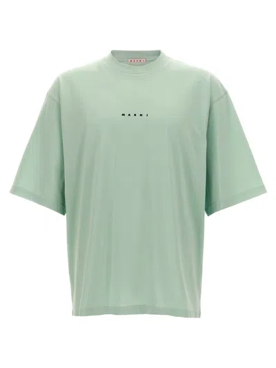 Marni Logo Print T-shirt In Light Blue