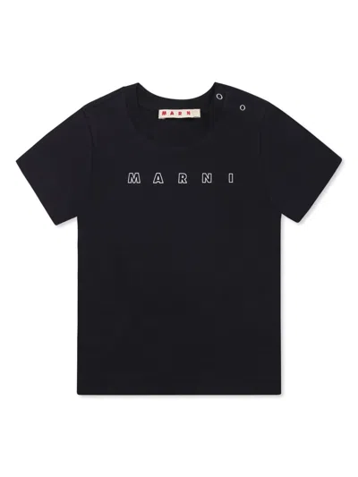 Marni Babies' Logo-print T-shirt In Blue