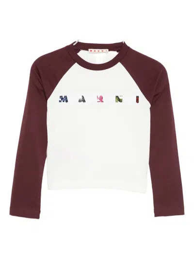 Marni Kids' Logo-print T-shirt In Brown